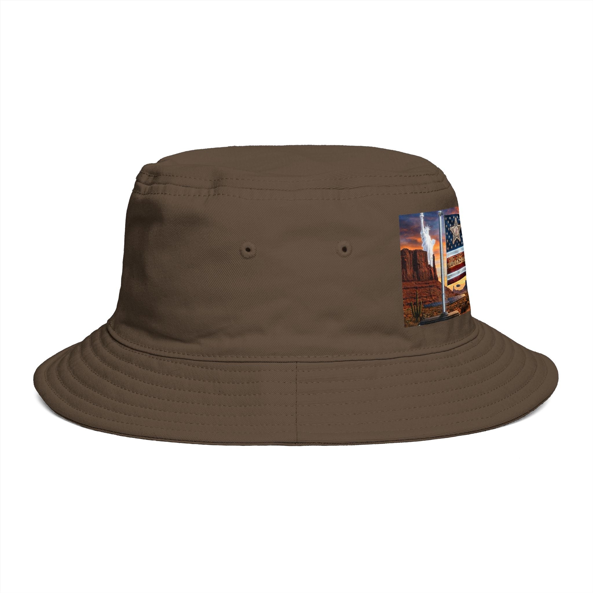 Patriotic Western Bucket Hat — American Flag, Desert Rodeo 250 Patch