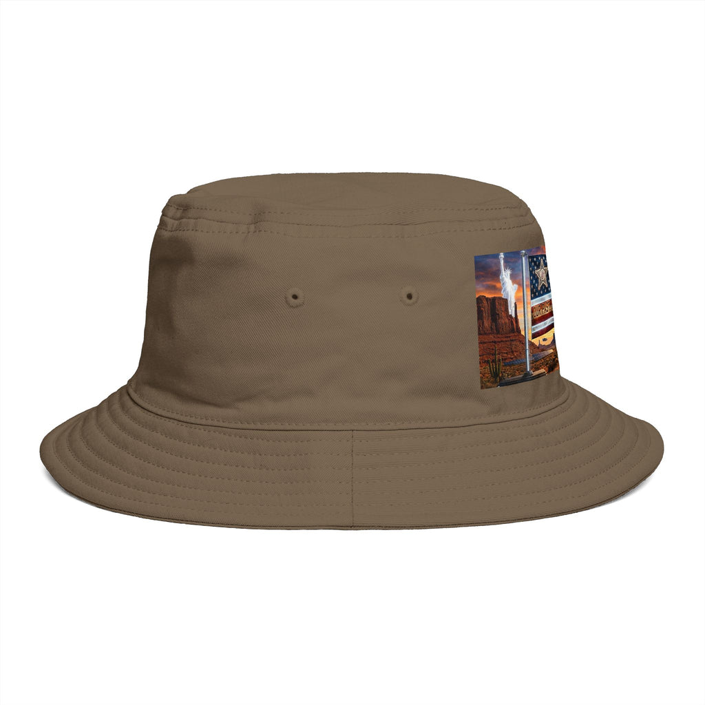 Patriotic Western Bucket Hat — American Flag, Desert Rodeo 250 Patch