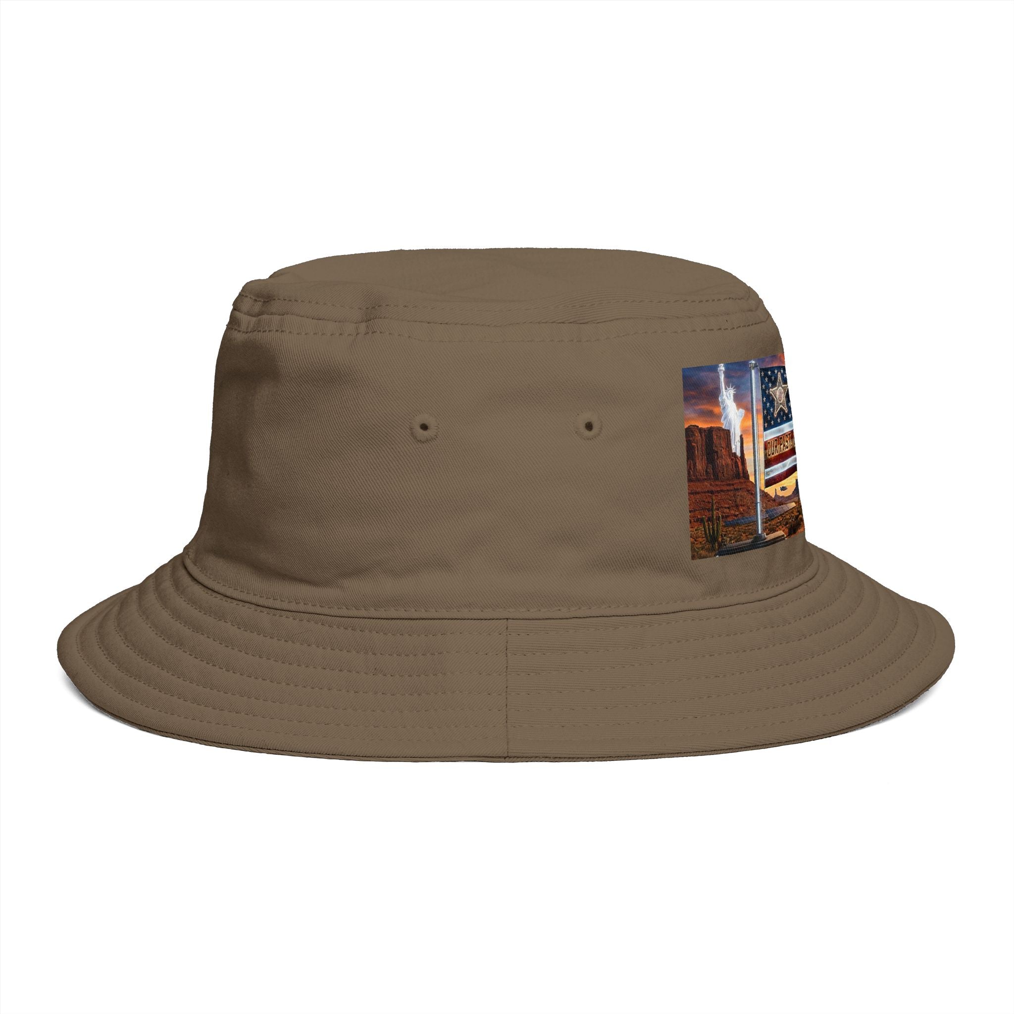 Patriotic Western Bucket Hat — American Flag, Desert Rodeo 250 Patch