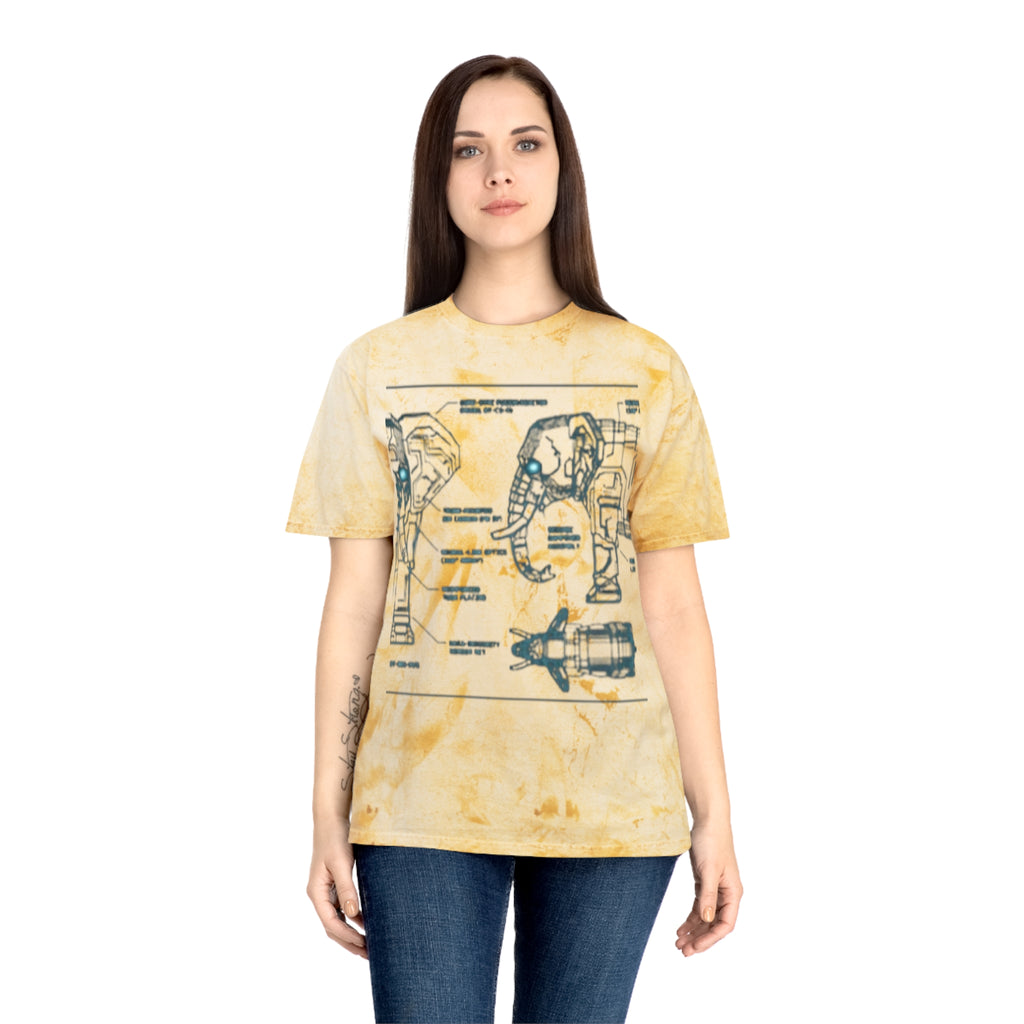 Retro Blueprint Elephant Tee — Vintage Sci‑Fi Blueprint Graphic T-Shirt