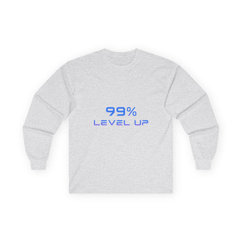 Long Sleeve Tee — 99% Level Up Skiing Astronaut Graphic