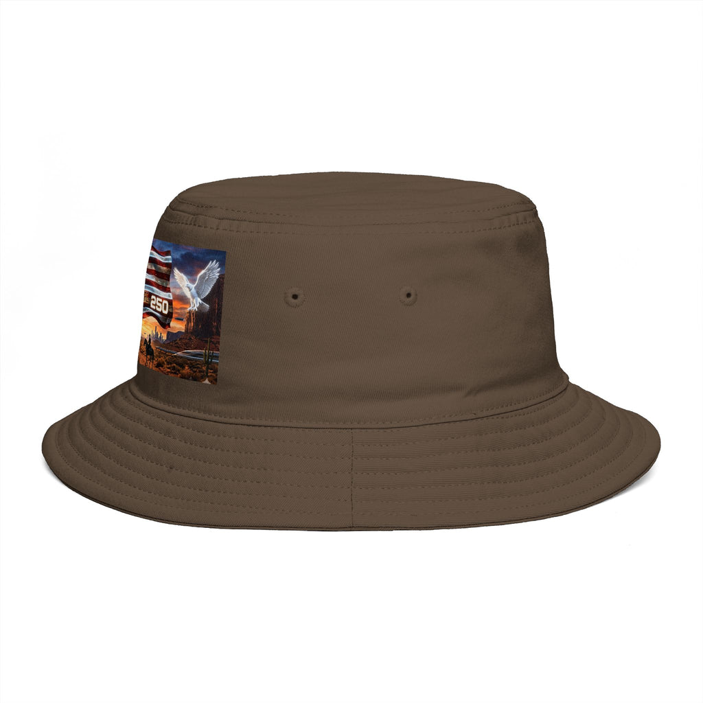 Patriotic Western Bucket Hat — American Flag, Desert Rodeo 250 Patch