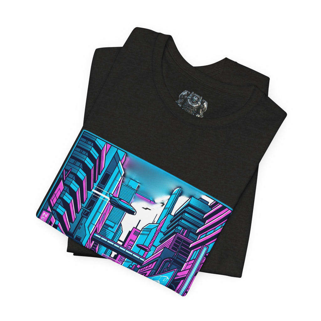 Cyber City Neon Tee — Retro Futuristic Streetwear Graphic T-Shirt