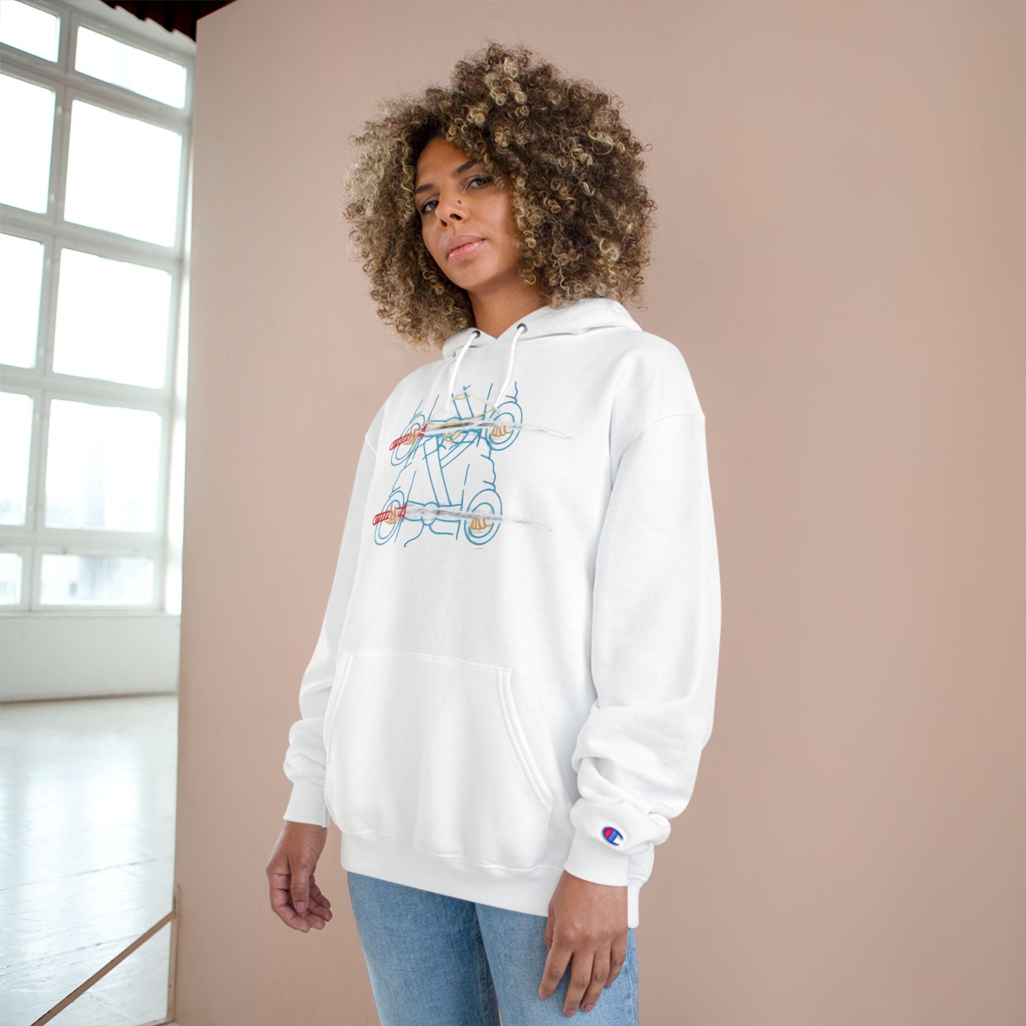 Skateboard Neon Lines Hoodie – Retro Skate Graphic Champion Sweatshirt