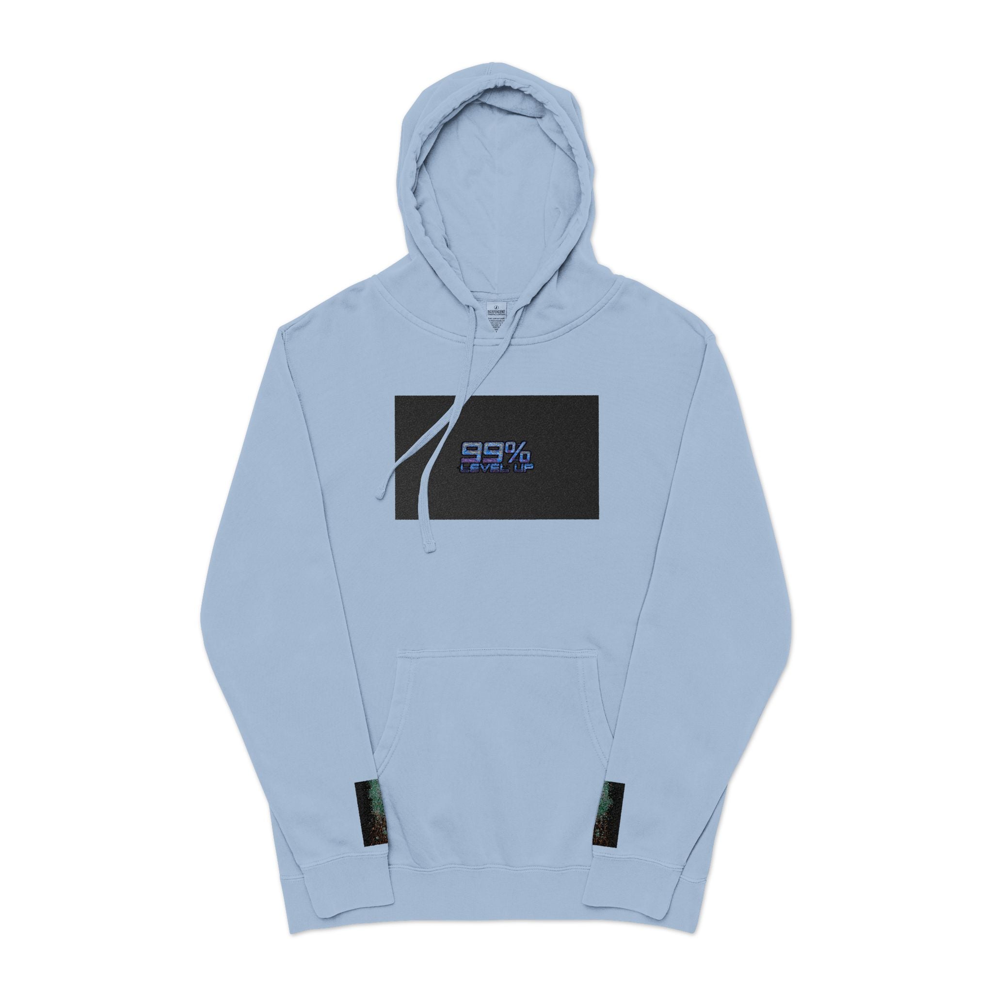 Pigment-Dyed Hoodie — Retro Blue Cassette Neon Cyberpunk Pullover