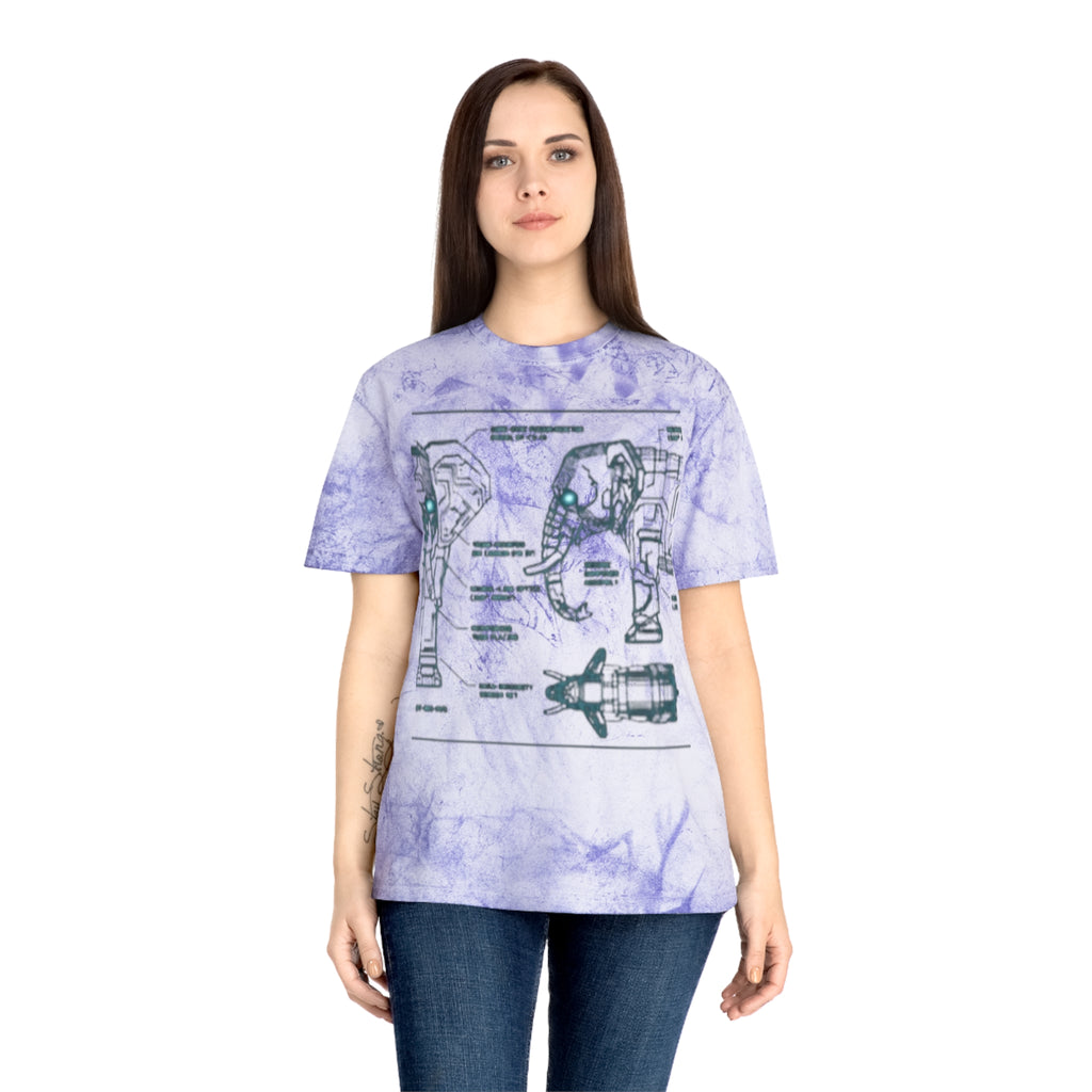 Retro Blueprint Elephant Tee — Vintage Sci‑Fi Blueprint Graphic T-Shirt