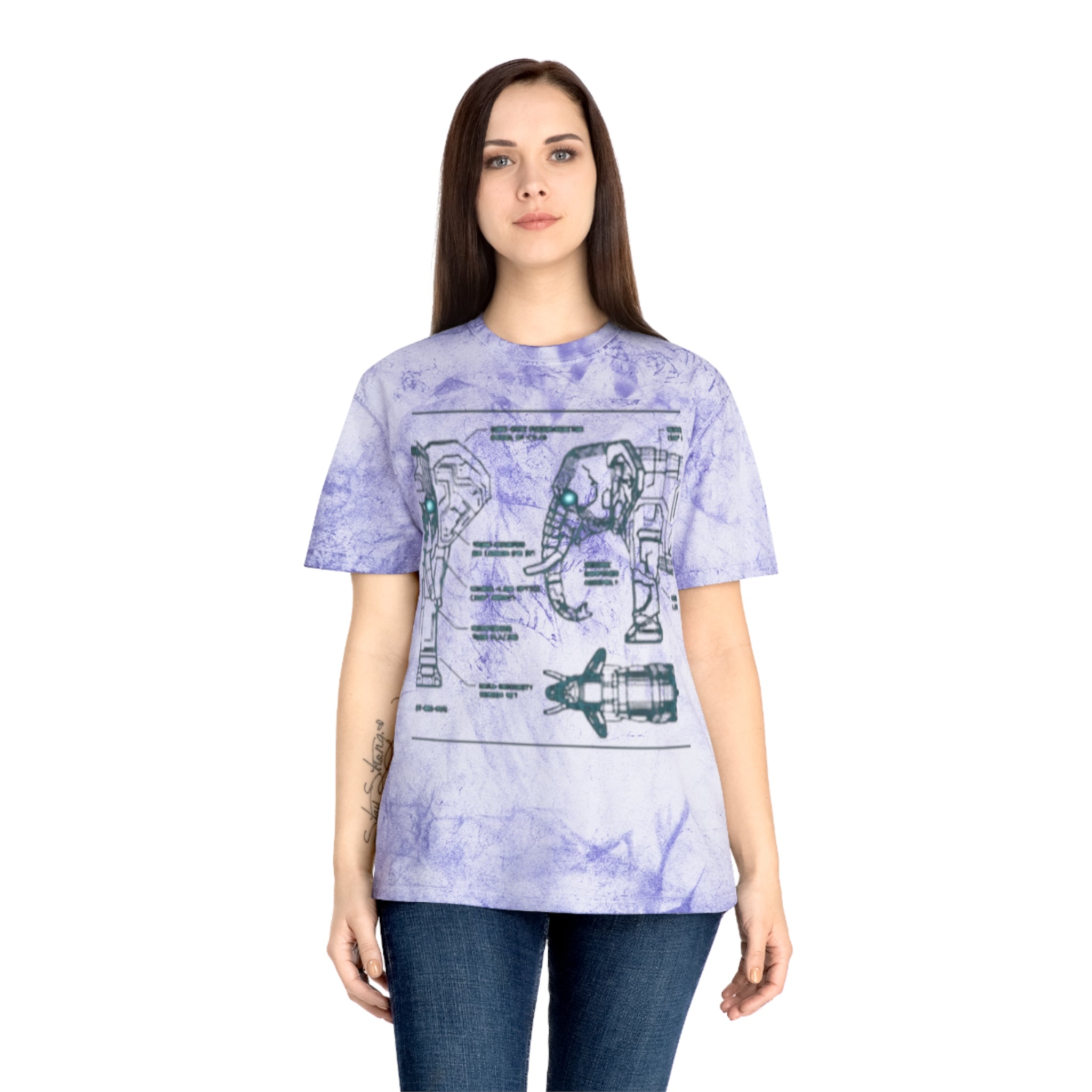 Retro Blueprint Elephant Tee — Vintage Sci‑Fi Blueprint Graphic T-Shirt