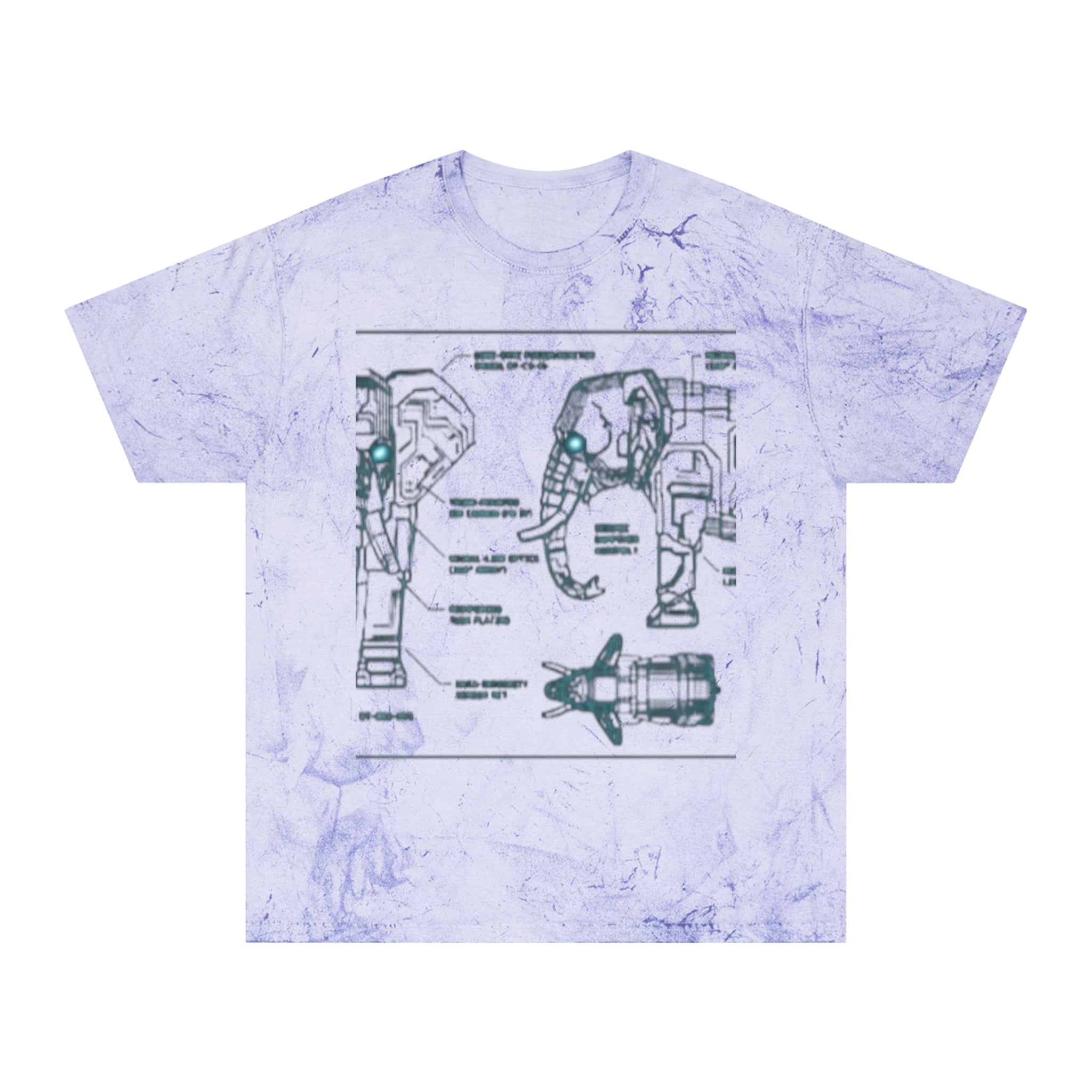 Retro Blueprint Elephant Tee — Vintage Sci‑Fi Blueprint Graphic T-Shirt