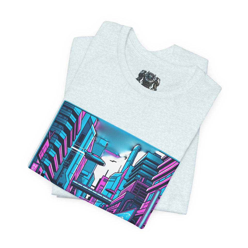 Cyber City Neon Tee — Retro Futuristic Streetwear Graphic T-Shirt