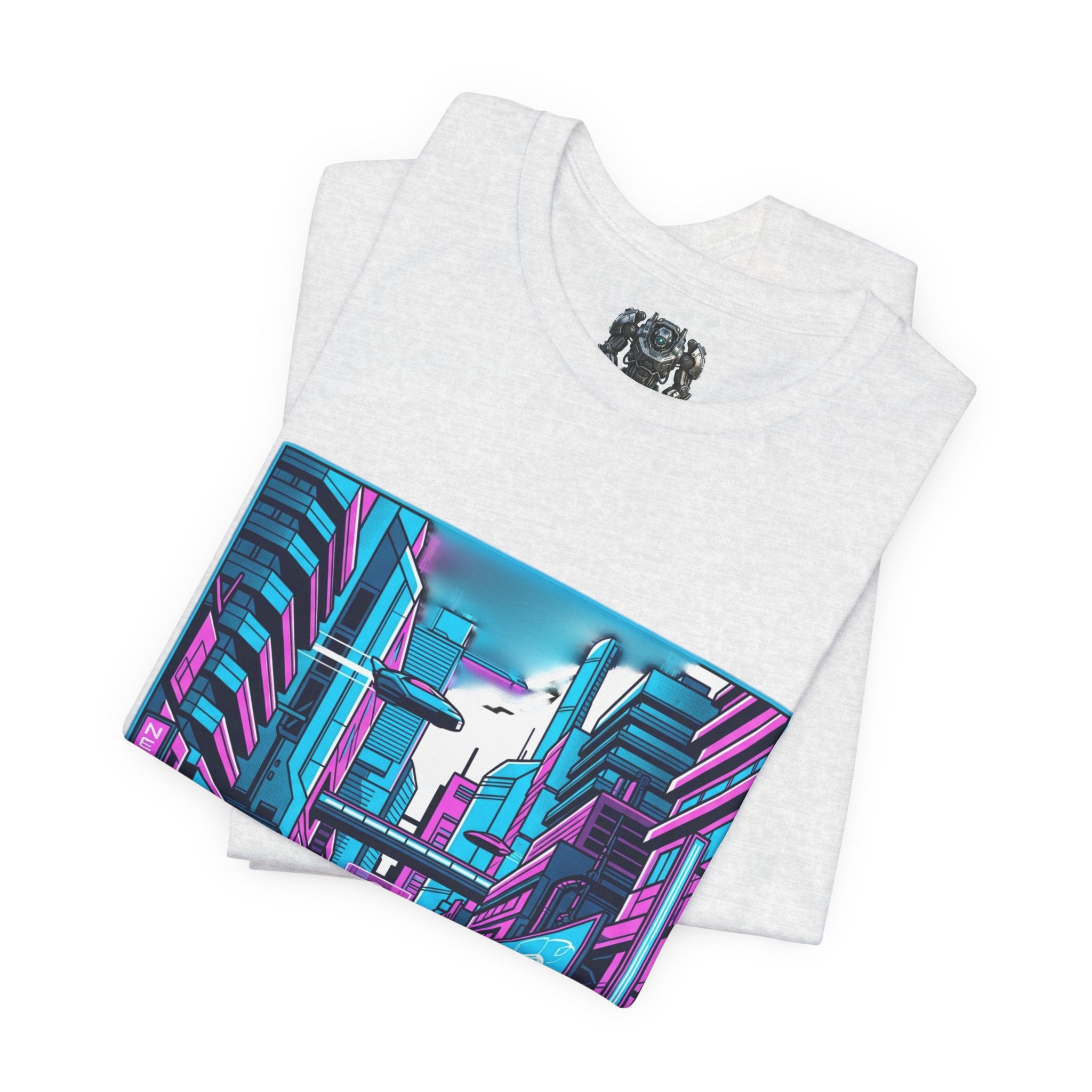 Cyber City Neon Tee — Retro Futuristic Streetwear Graphic T-Shirt