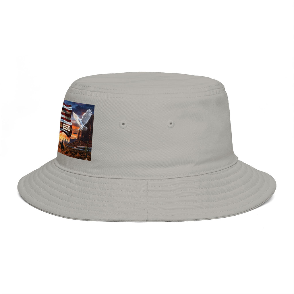 Patriotic Western Bucket Hat — American Flag, Desert Rodeo 250 Patch