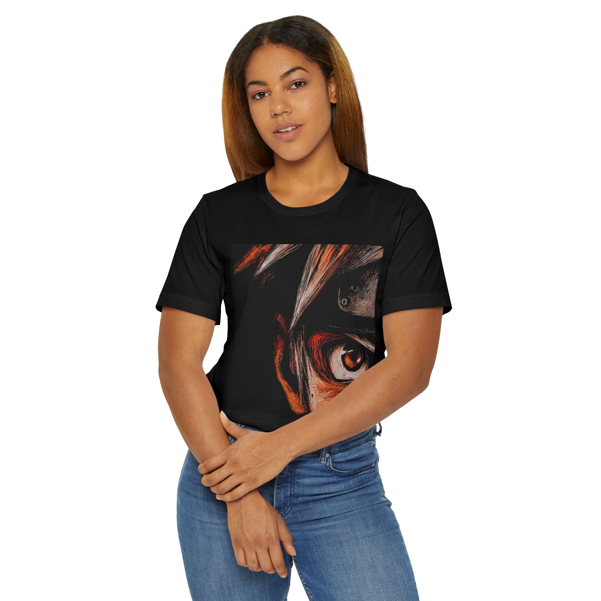 Anime Eye Portrait T-Shirt — Intense Ninja Gaze Graphic Tee