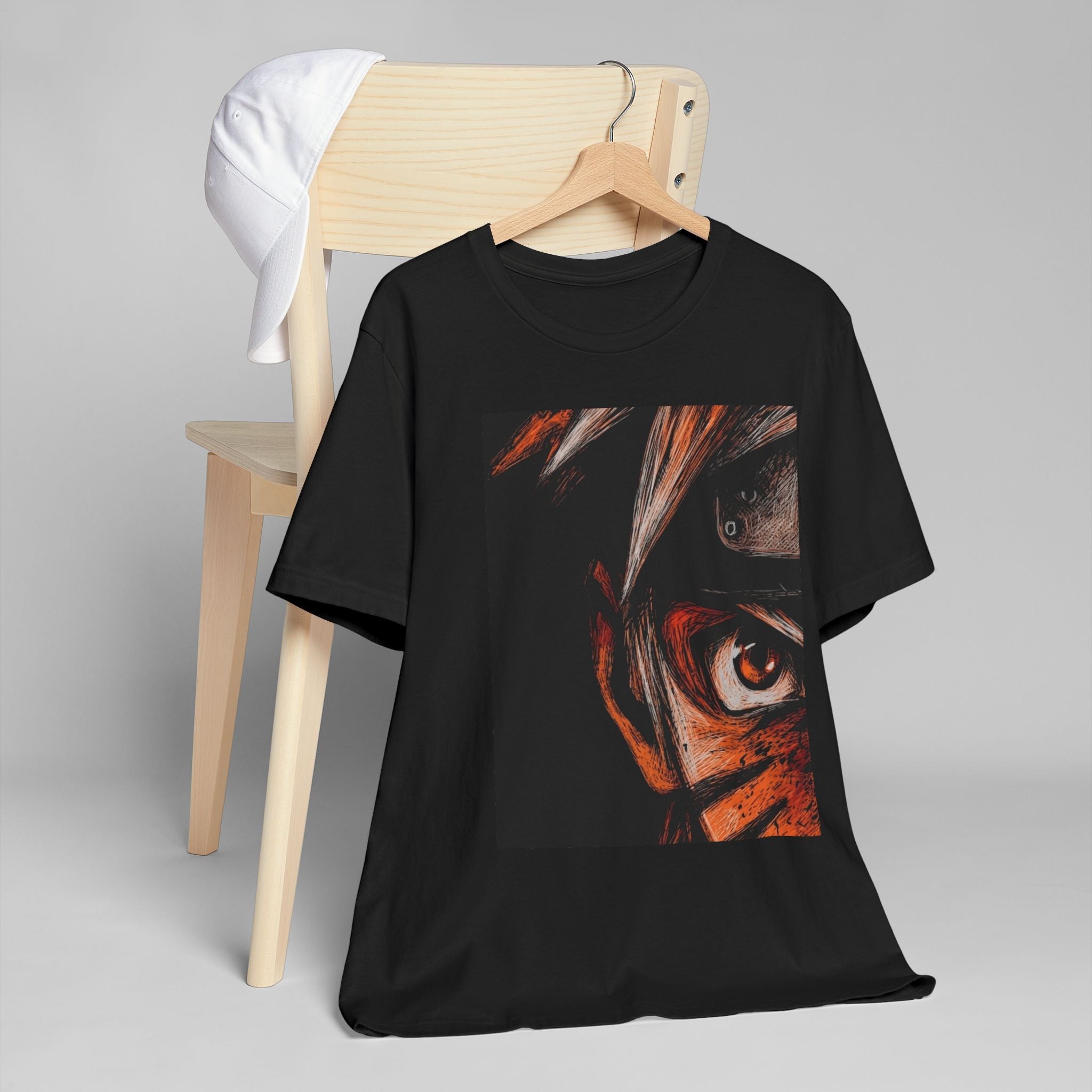 Anime Eye Portrait T-Shirt — Intense Ninja Gaze Graphic Tee
