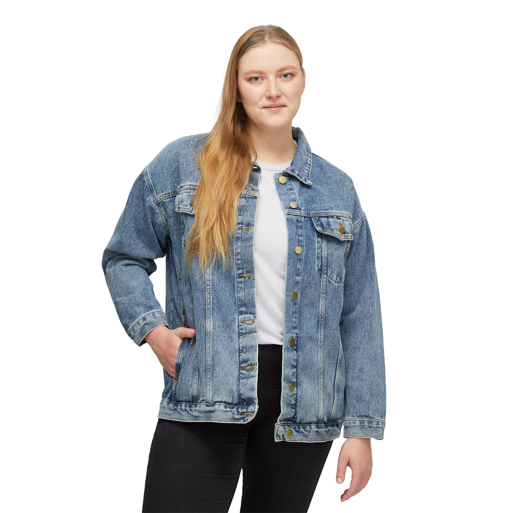 Denim Jacket — Gold Drip Back Graphic Women’s Denim Jacket