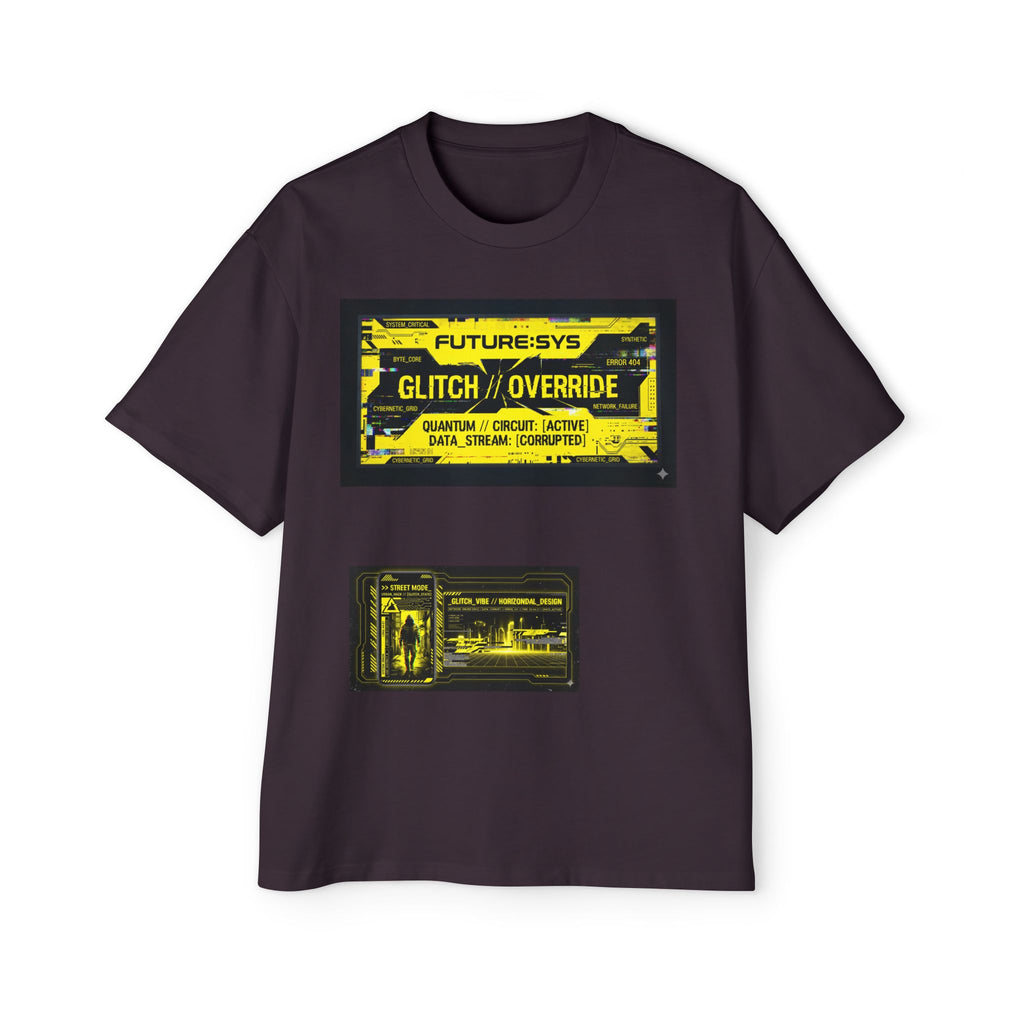 Glitch Override Tee — Futuristic Cyber Graphic Oversized T-Shirt