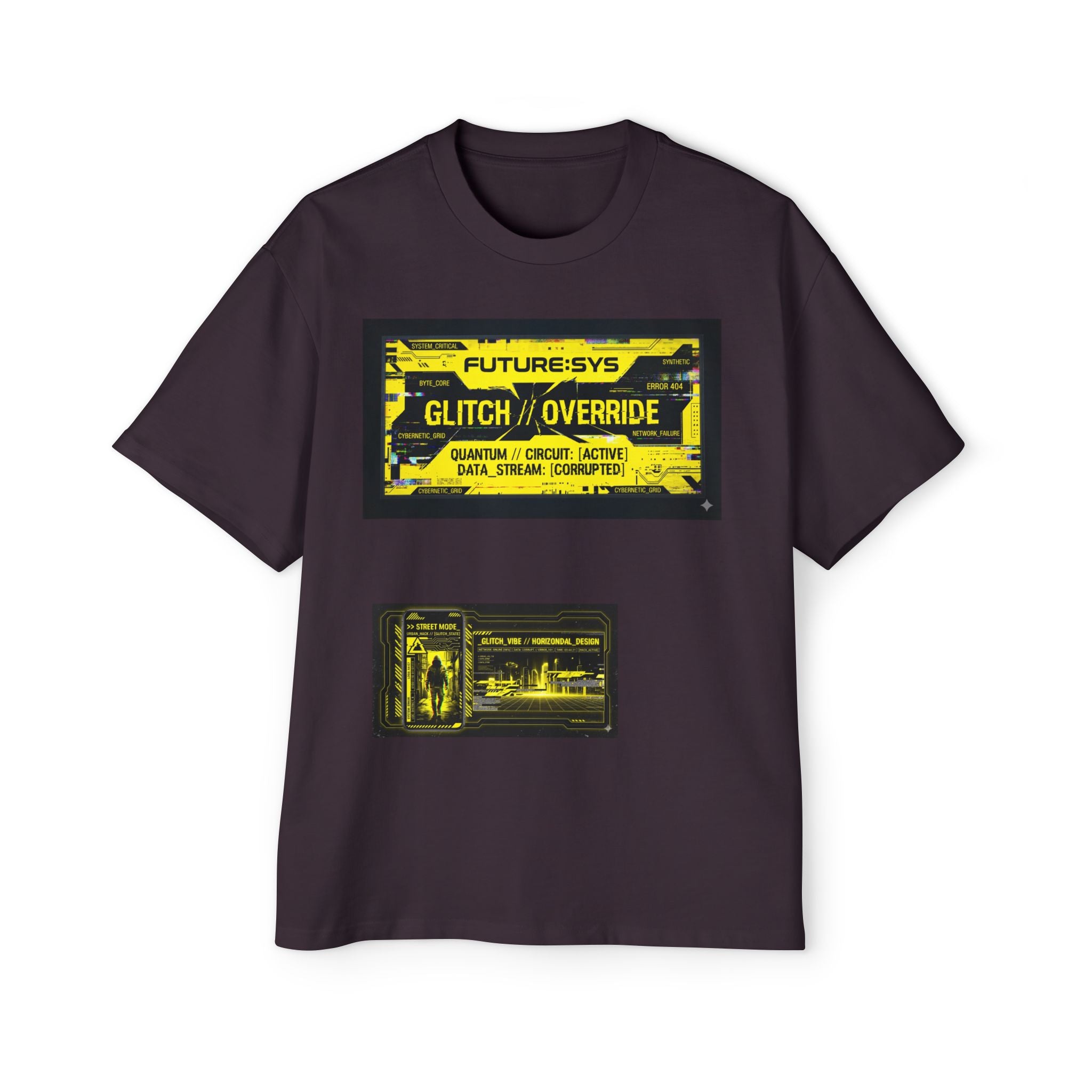 Glitch Override Tee — Futuristic Cyber Graphic Oversized T-Shirt