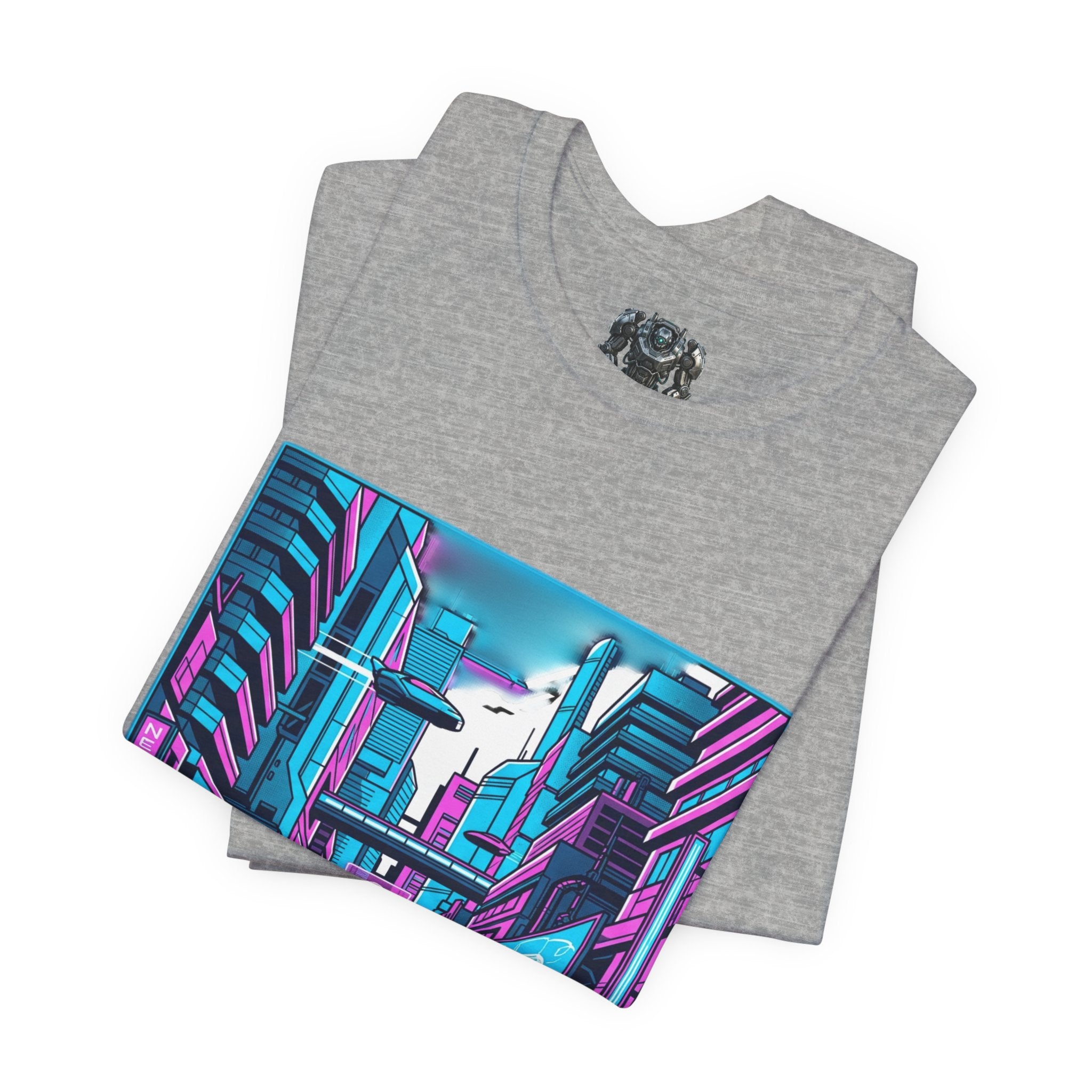 Cyber City Neon Tee — Retro Futuristic Streetwear Graphic T-Shirt