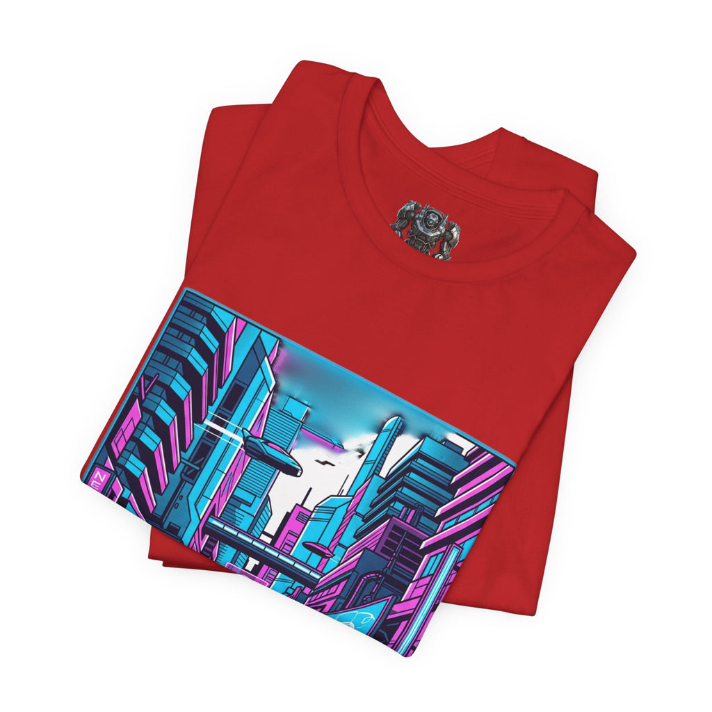 Cyber City Neon Tee — Retro Futuristic Streetwear Graphic T-Shirt