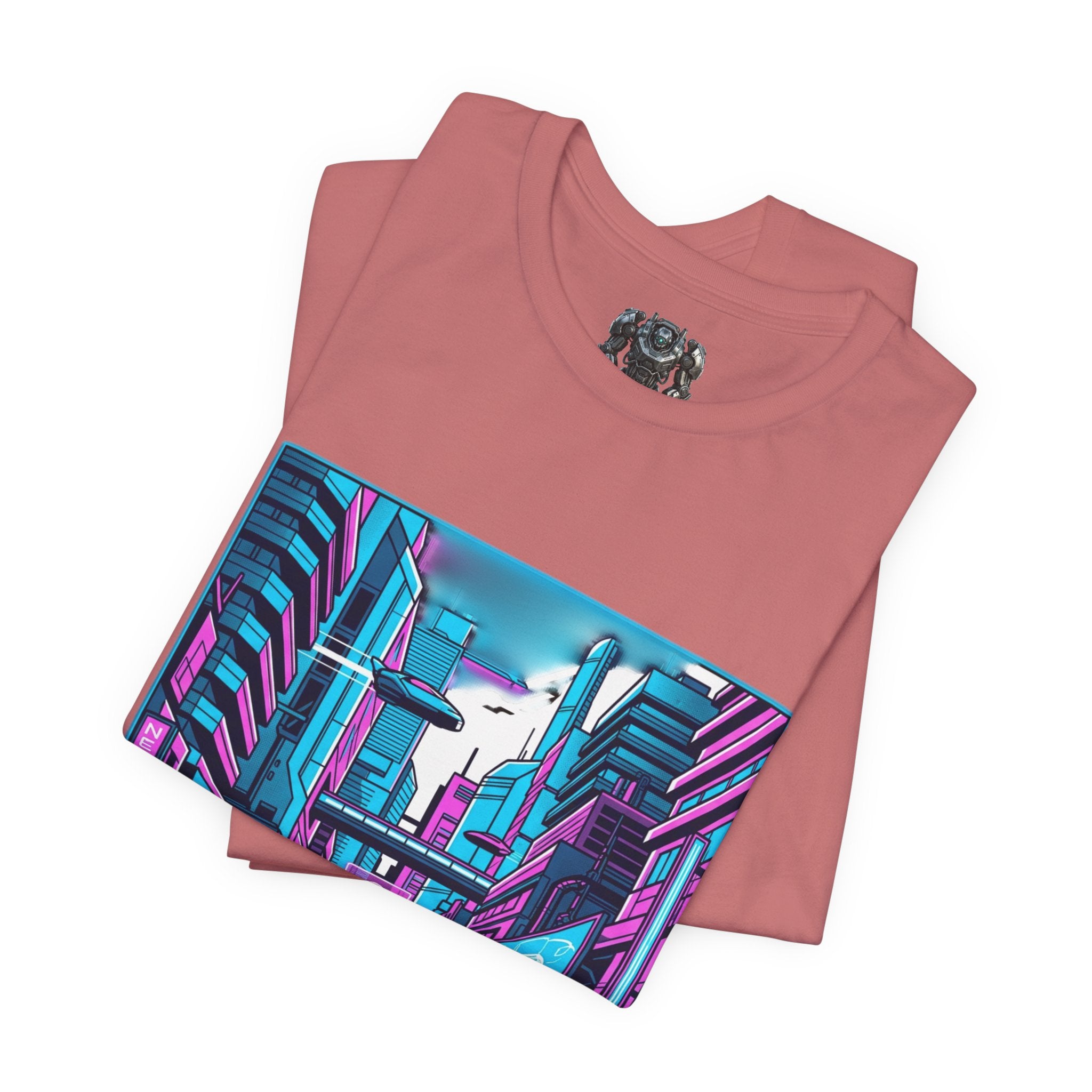 Cyber City Neon Tee — Retro Futuristic Streetwear Graphic T-Shirt