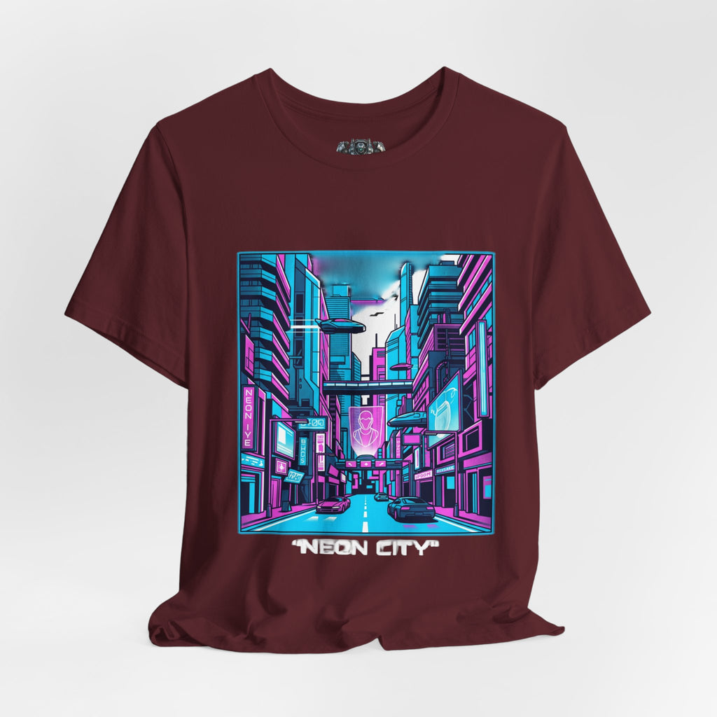Cyber City Neon Tee — Retro Futuristic Streetwear Graphic T-Shirt