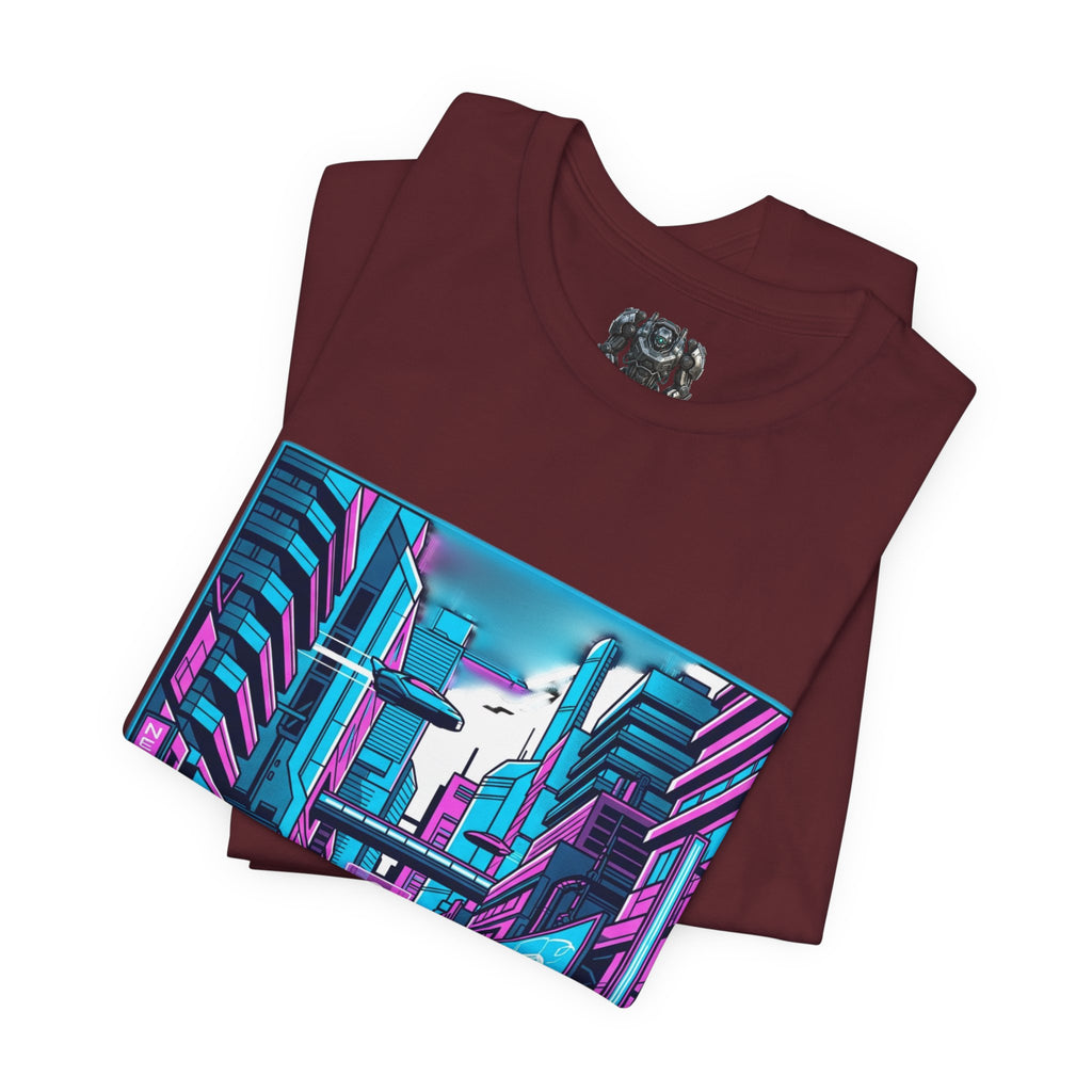 Cyber City Neon Tee — Retro Futuristic Streetwear Graphic T-Shirt