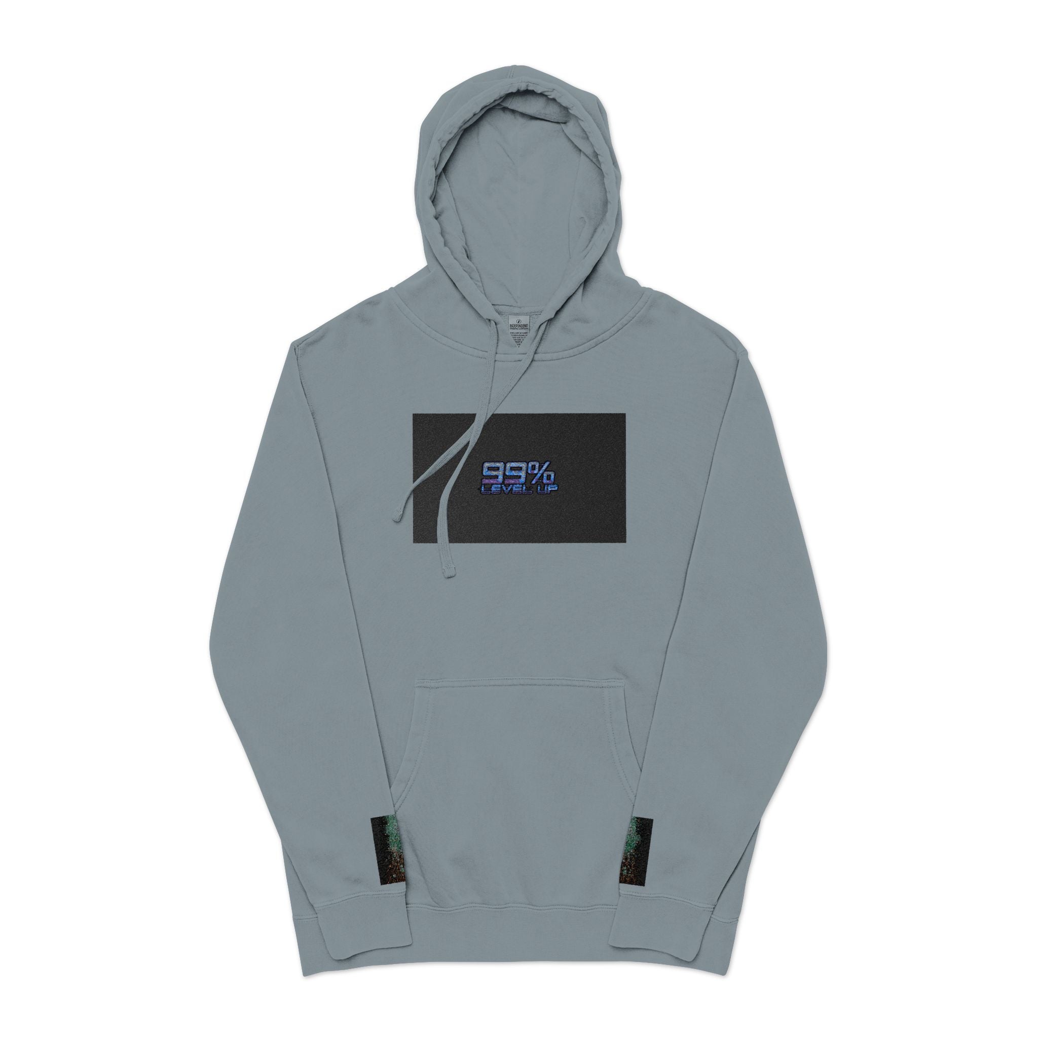 Pigment-Dyed Hoodie — Retro Blue Cassette Neon Cyberpunk Pullover
