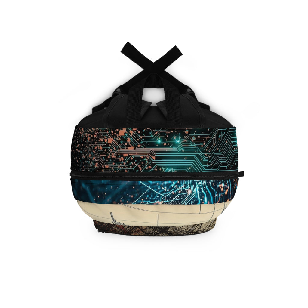 Cyber Spartan Backpack — Futuristic Neon City Tech Bag