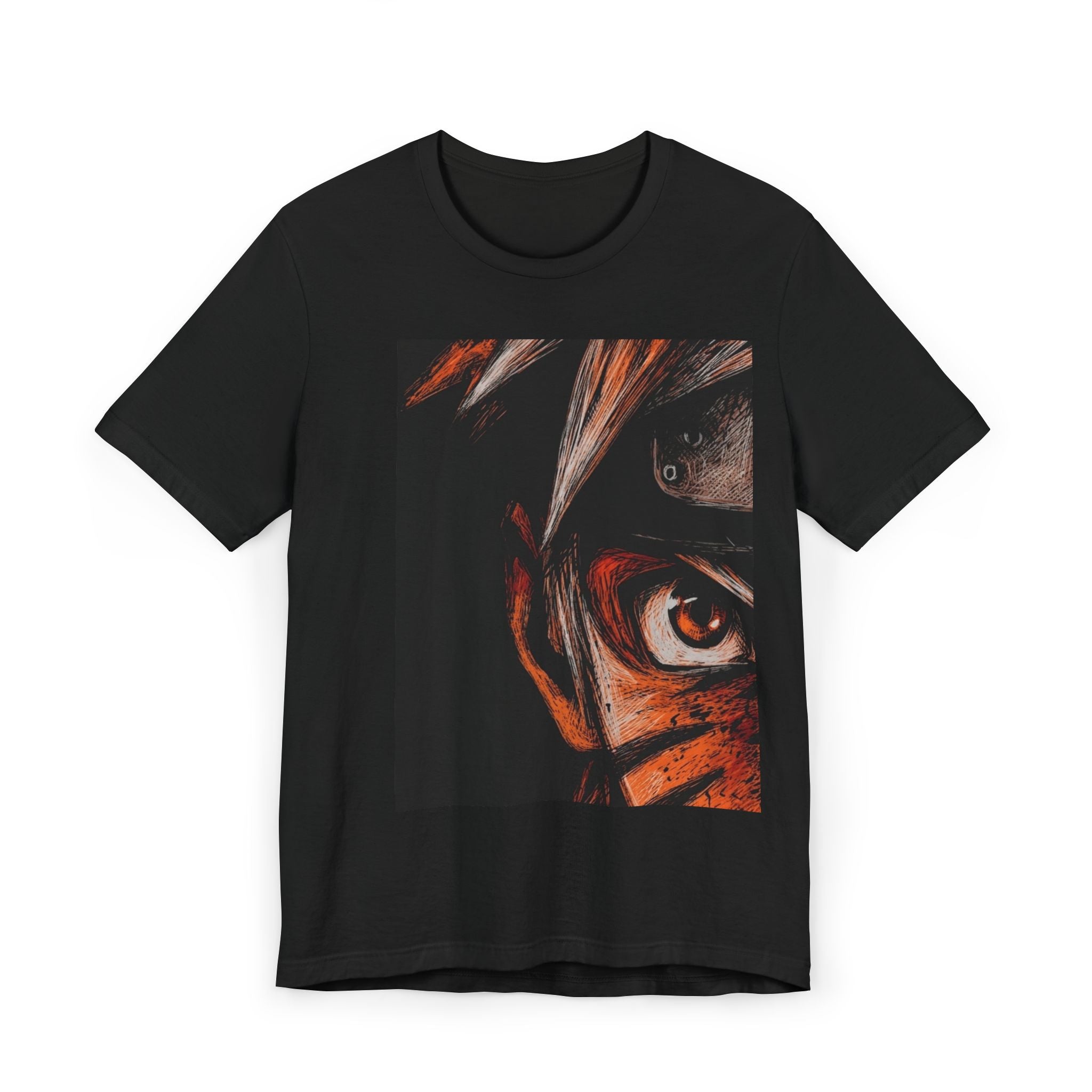Anime Eye Portrait T-Shirt — Intense Ninja Gaze Graphic Tee