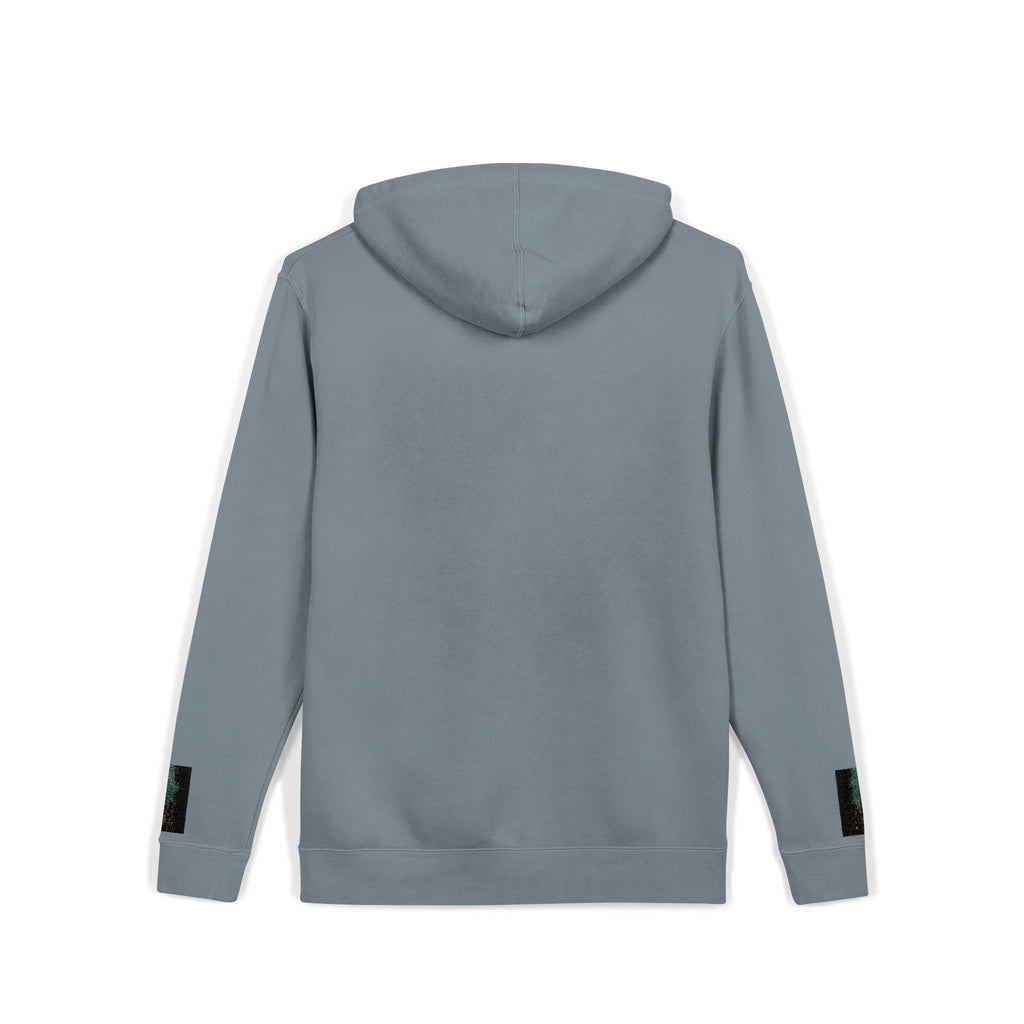 Pigment-Dyed Hoodie — Retro Blue Cassette Neon Cyberpunk Pullover